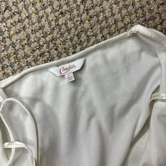 vintage y2k white & pink rhinestone lace babydoll peplum top/ mini dress - Picture 8 of 8